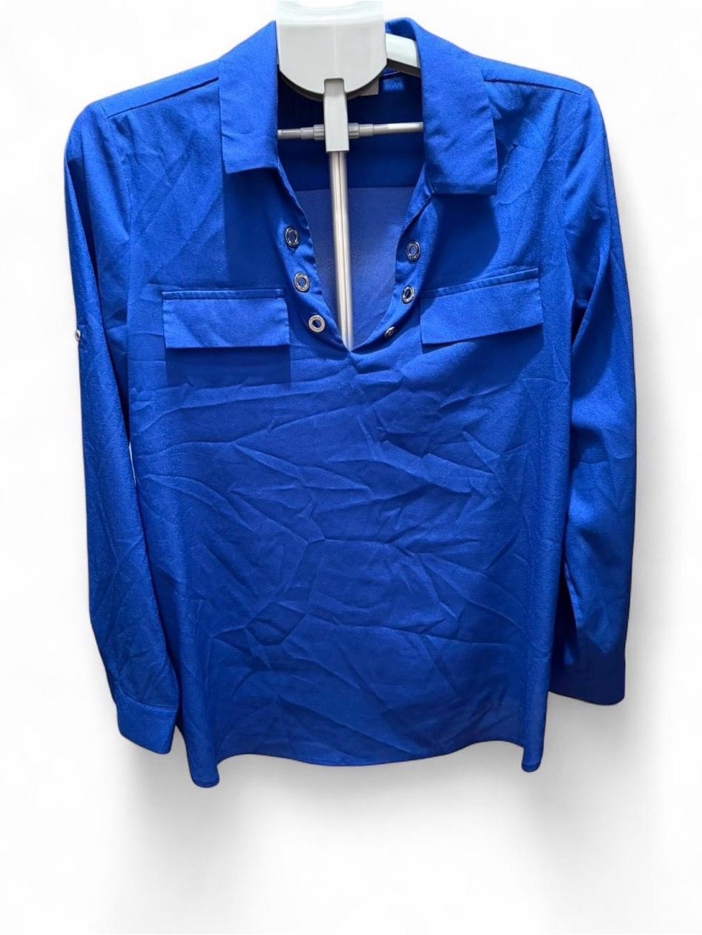 Women's Royal Blue Long-Sleeve Button-Detail   Blouse